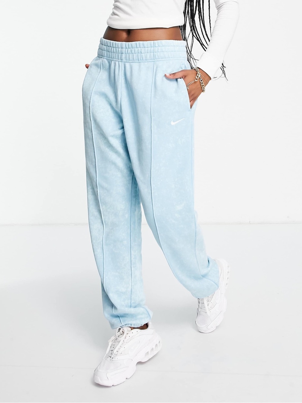 New W/ Imperf Nike Sz S Veneer Pack Loose Fit Acid Wash Cuffed Sweatpant in Aqua